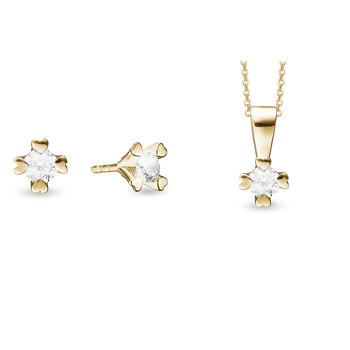 Mary 8 & 14 kt guld smykkesæt med i alt 3 x 0,03 til 1,00 ct labgrown diamanter Wesselton VS